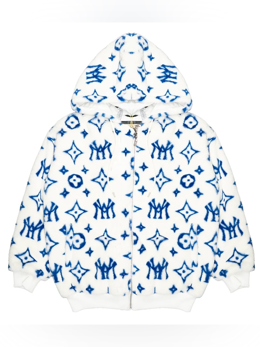 Watson Studios Signature Mink Hooded Jacket – Cream/Blue